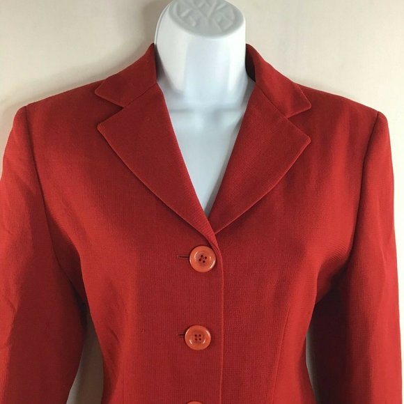 Banana Republic Womens Red Four Button Suit Jacket Front Pocket Casual Size 4 - Picture 2 of 8